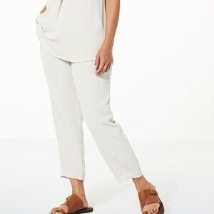 Everyday Jones Flax Cream Tan Linen Texture Pull On Straight Leg Boho Pants XS